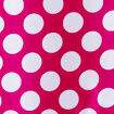 Tecido de Cetim Estampado (Meio Metro) - Bola Branca 40 mm Fundo Pink