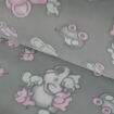 Tecido Soft Estampado 0,50x1,60m Cor:Elefante Cinza e Rosa