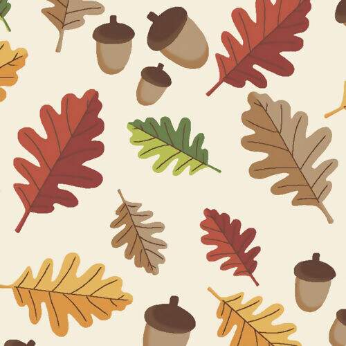 Tecido Tricoline Coleção Outono 0,50x1,50 mt Cor da Coleção Outono:202156 - Folhas e Bolotas