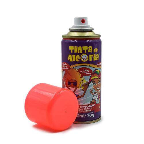 Tinta Spray Temporária para Cabelos - Tubo c/ 120 ml Cor:Vermelho (Laranja Neon)